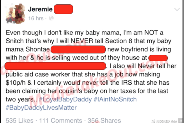 Angry Man Disclose His Baby Mama's Section 8 Fraud, EBT Fraud & Drug Dealer Boyfriend On Facebook