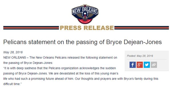 Pelicans statement
