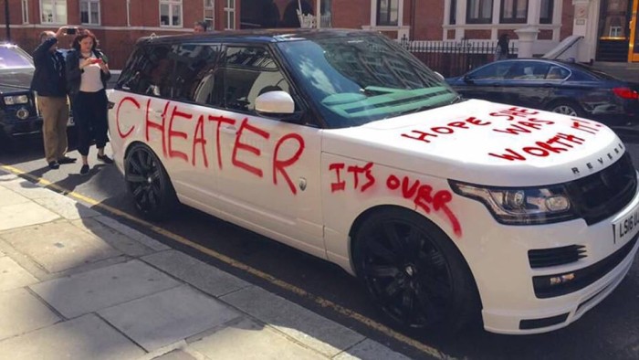 Oh Snap!!! Scorned Girlfriend Spray Paints "Cheater, It's Over & Hope She Was Worth It On $100K Range Rover