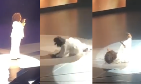 Watch: Talk Show Phenom Oprah Winfrey Takes A Big Tumble On Stage and Feet Were In The Air